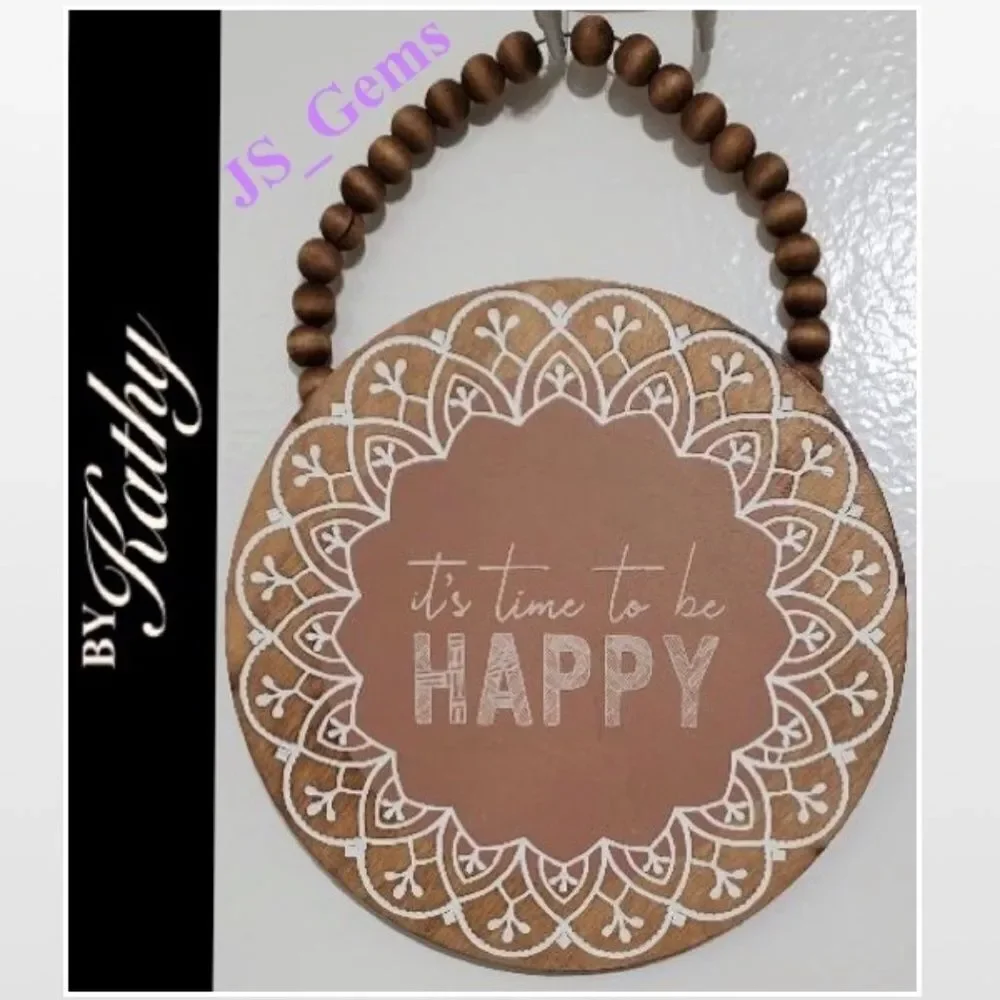 New Be Happy Wood Home Sign